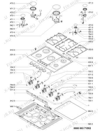 Схема №1 AKT 711/IX с изображением Подрешетка для плиты (духовки) Whirlpool 481245858533