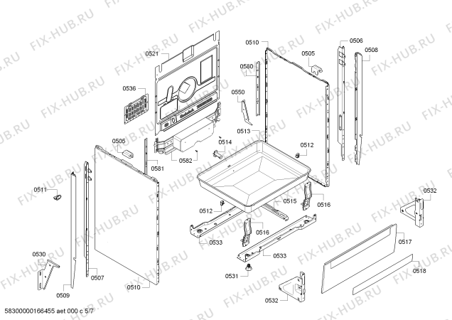 Взрыв-схема плиты (духовки) Bosch HSE741123G - Схема узла 05