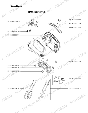 Схема №1 HM3128B1/BA с изображением Сосуд для электроблендера Moulinex FS-9100027001