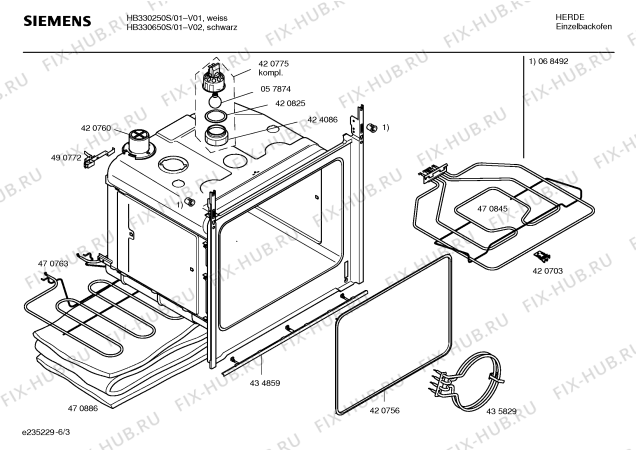 Взрыв-схема плиты (духовки) Siemens HB330650S - Схема узла 03
