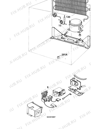 Взрыв-схема холодильника Arthurmartinelux AUC05001W - Схема узла Cooling system 017