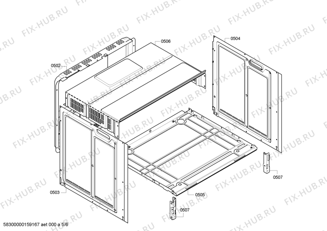 Взрыв-схема плиты (духовки) Siemens HB331W0T - Схема узла 05