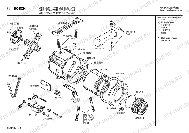 Взрыв-схема стиральной машины Bosch WFB1205IE BOSCH WFB 1205 - Схема узла 03