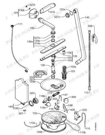 Взрыв-схема посудомоечной машины Electrolux DW80W - Схема узла Hydraulic System 272