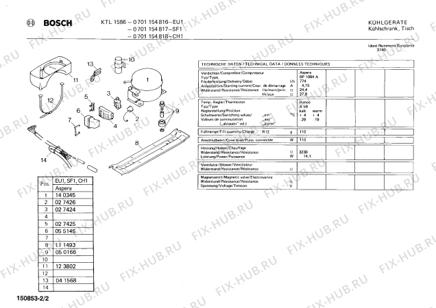 Схема №1 0701154818 KTL1586 с изображением Переключатель для холодильной камеры Bosch 00028396