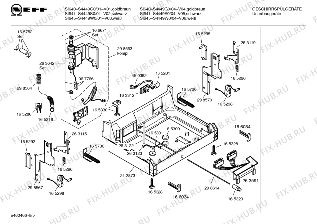 Взрыв-схема посудомоечной машины Neff S4449S0 SI641 - Схема узла 05