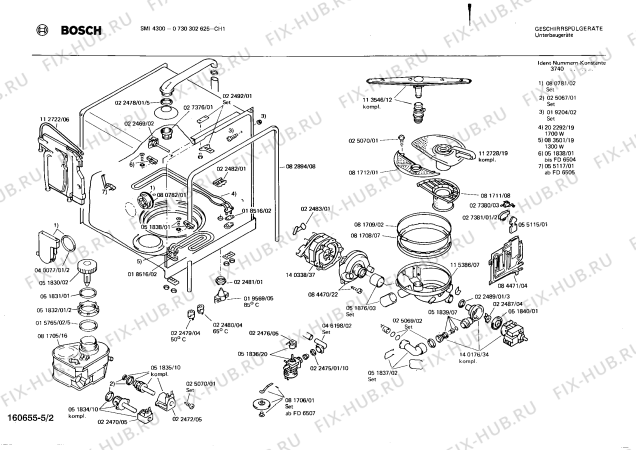 Взрыв-схема посудомоечной машины Bosch 0730302625 SMI4300 - Схема узла 02