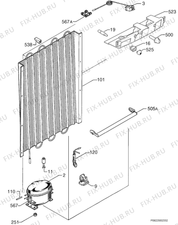 Взрыв-схема холодильника Zanussi Electrolux ZV280R3 - Схема узла Cooling system 017