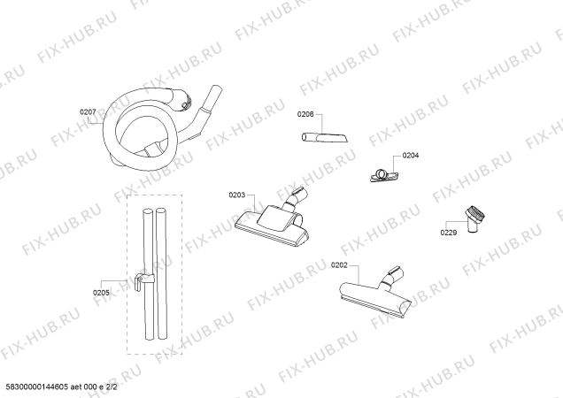 Схема №2 AP8110 Tryton с изображением Всасывающая/дроссельная трубка для пылесоса Bosch 00684586