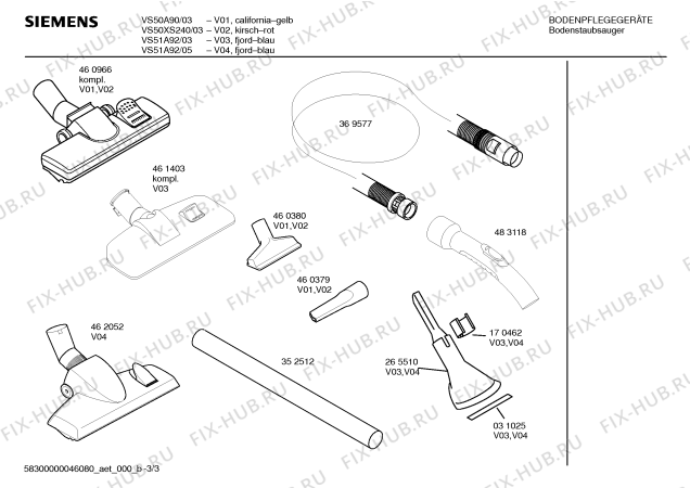 Взрыв-схема пылесоса Siemens VS51A92 SUPER XS dino 1400W - Схема узла 03