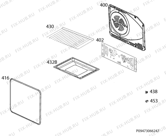 Взрыв-схема плиты (духовки) Faure FCM662MW - Схема узла Oven