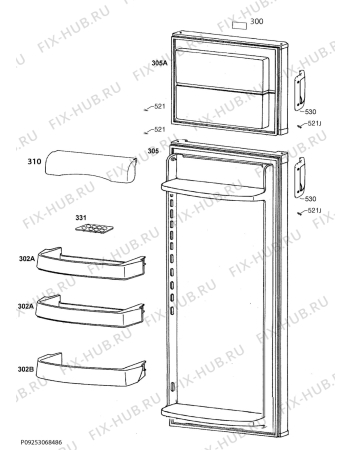 Взрыв-схема холодильника Faure FRT27103WA - Схема узла Door 003