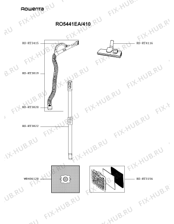 Взрыв-схема пылесоса Rowenta RO5441EA/410 - Схема узла OP005168.4P2