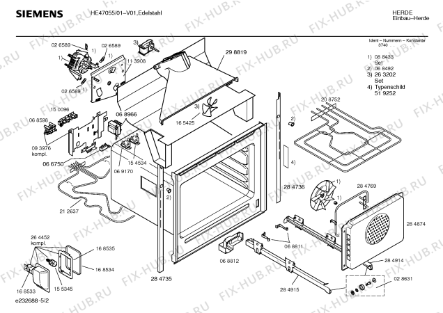 Взрыв-схема плиты (духовки) Siemens HE47055 - Схема узла 02