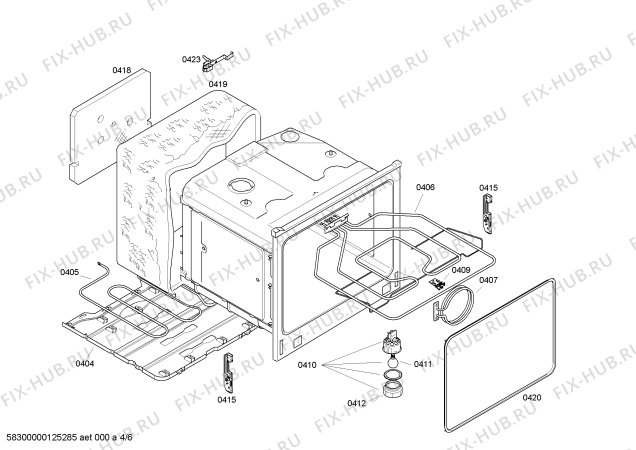 Взрыв-схема плиты (духовки) Bosch HBN230262S - Схема узла 04