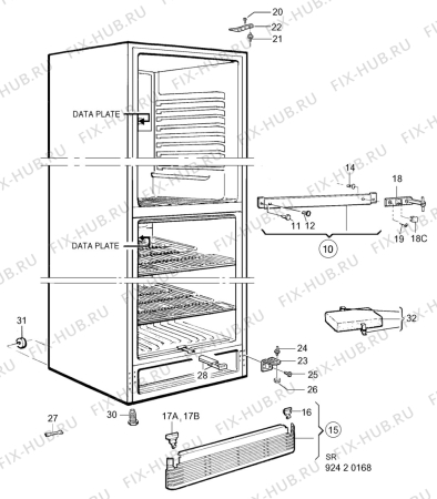 Взрыв-схема холодильника Husqvarna Electrolux GME190KF - Схема узла C10 Cabinet