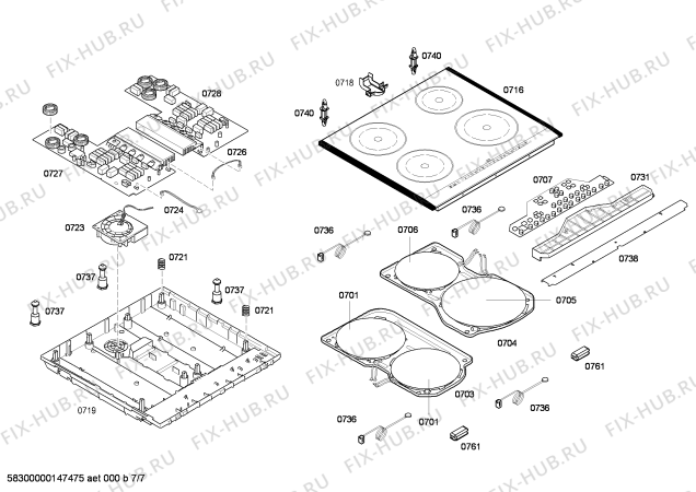 Взрыв-схема плиты (духовки) Bosch HCE858450U - Схема узла 07