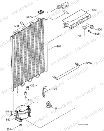 Взрыв-схема холодильника Electrolux EUC2323C - Схема узла Cooling system 017