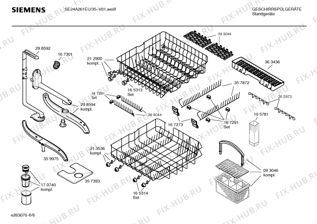 Взрыв-схема посудомоечной машины Siemens SE24A261EU Four seasons - Схема узла 06