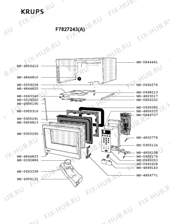 Взрыв-схема микроволновой печи Krups F7827243(A) - Схема узла YP002357.8P2