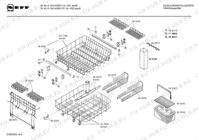 Схема №2 S4142W1FF si45A с изображением Панель для посудомойки Bosch 00278171