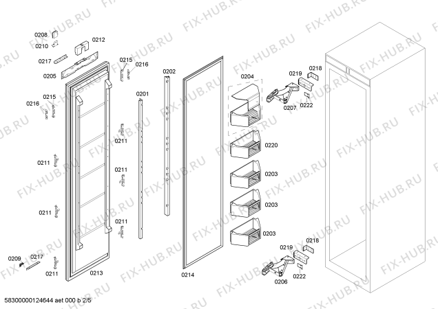 Взрыв-схема холодильника Bosch FIN18P30 - Схема узла 02