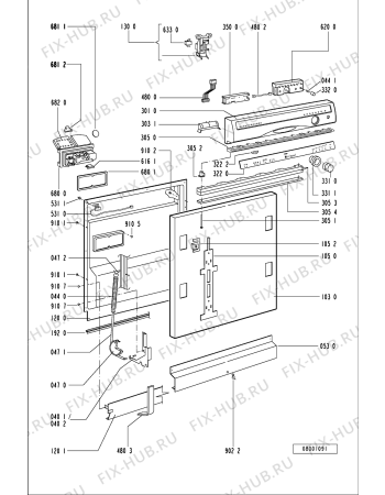 Схема №1 ADG 952 AVM с изображением Панель для посудомоечной машины Whirlpool 481245370278