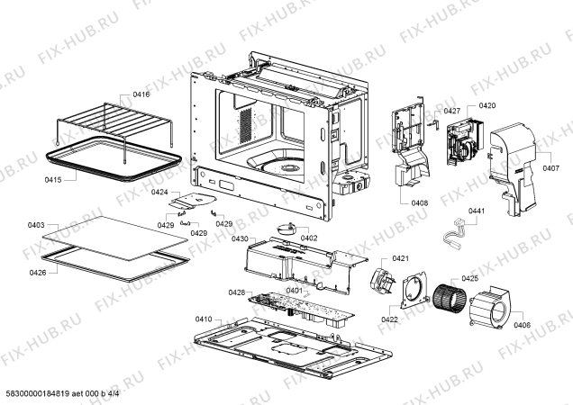 Взрыв-схема плиты (духовки) Bosch BEL634GS1 - Схема узла 04