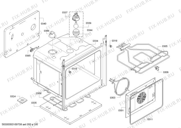 Взрыв-схема плиты (духовки) Bosch HBA23B151 - Схема узла 03