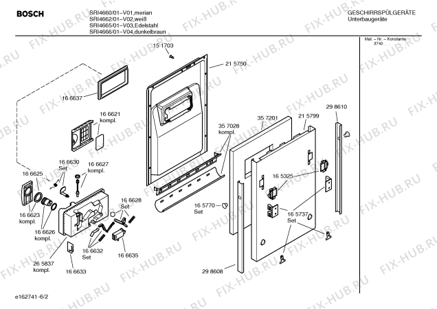 Схема №2 SRI4666 Silence comfort с изображением Вкладыш в панель для посудомоечной машины Bosch 00357226