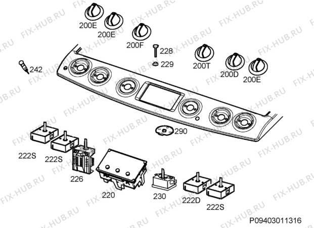 Взрыв-схема плиты (духовки) Husqvarna Electrolux QSG6147W - Схема узла Command panel 037