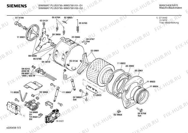 Схема №1 WM42001FG SIWAMAT PLUS 4200 с изображением Вставка для ручки для стиралки Siemens 00087429