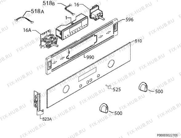 Взрыв-схема плиты (духовки) Faure FYB563N - Схема узла Command panel 037