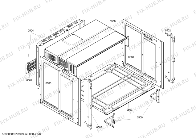 Взрыв-схема плиты (духовки) Bosch HBN53R551 - Схема узла 05