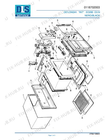 Схема №1 EO 280 Ex: N с изображением Панель для электропечи DELONGHI 5918109400