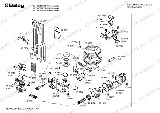 Схема №3 3VT913NA с изображением Краткая инструкция для электропосудомоечной машины Bosch 00593258