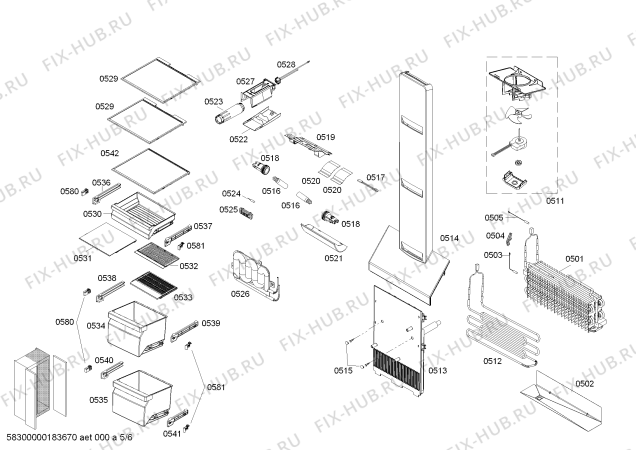 Схема №3 KAD62V401 Bosch с изображением Крышка для холодильника Siemens 00713308