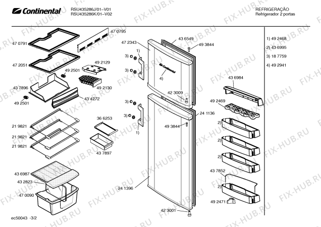 Взрыв-схема холодильника Continental RSU435286J Continental - Схема узла 02