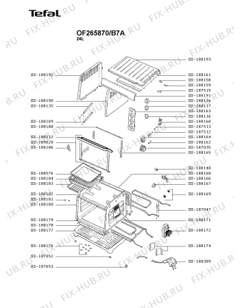 Схема №1 OF265830/B7A с изображением Дверь (стекло) духовки для духового шкафа Tefal SS-189820