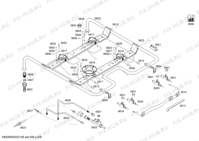 Взрыв-схема плиты (духовки) Bosch HGA23W225R - Схема узла 06