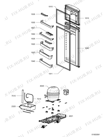 Схема №1 RIF 260 IG с изображением Дверка для холодильной камеры Whirlpool 480132101689