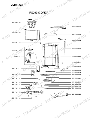 Схема №1 FG262810/87A с изображением Корпусная деталь для электрокофеварки Moulinex SS-202185