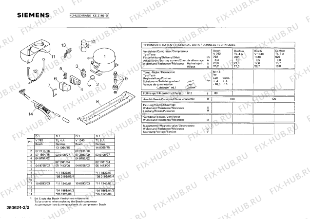 Взрыв-схема холодильника Siemens KE2146 - Схема узла 02