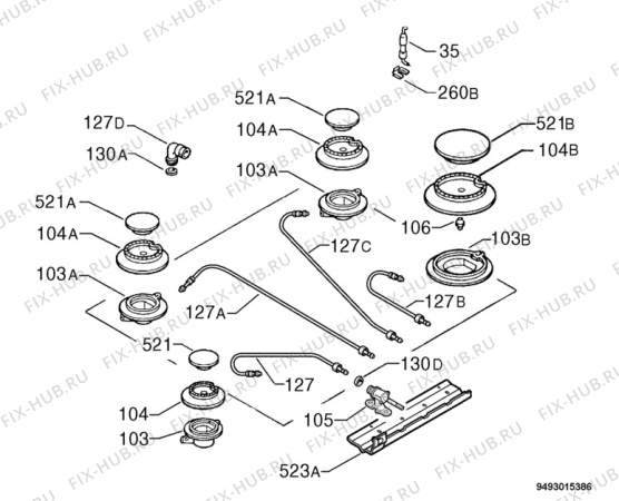 Взрыв-схема плиты (духовки) Zanussi ZGF641ITXX - Схема узла Functional parts 267