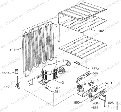 Взрыв-схема холодильника Zanussi ZI7120F - Схема узла Cooling system 017