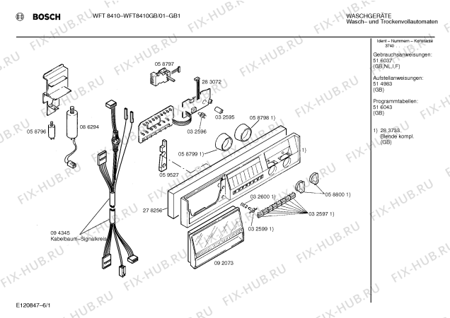 Схема №3 WFT8410GB WFT8410 с изображением Панель управления для стиральной машины Bosch 00283733