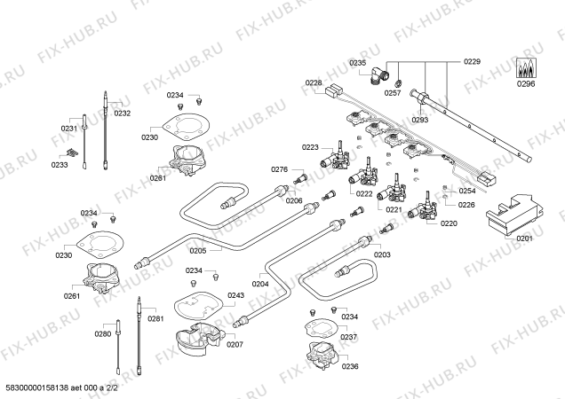 Взрыв-схема плиты (духовки) Siemens EB615HB80Y 3G+1W SE60R/2010 - Схема узла 02