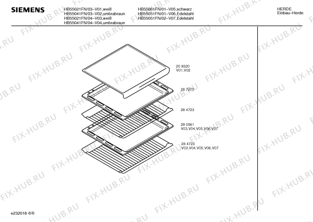 Взрыв-схема плиты (духовки) Siemens HB55061FN - Схема узла 06