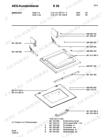 Взрыв-схема плиты (духовки) Aeg 5030V-W S 400V - Схема узла Section3