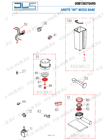 Схема №1 MAKER  PICASSO (W/PCB-B) с изображением Нагревательный элемент для электрокофеварки ARIETE AT4036003700